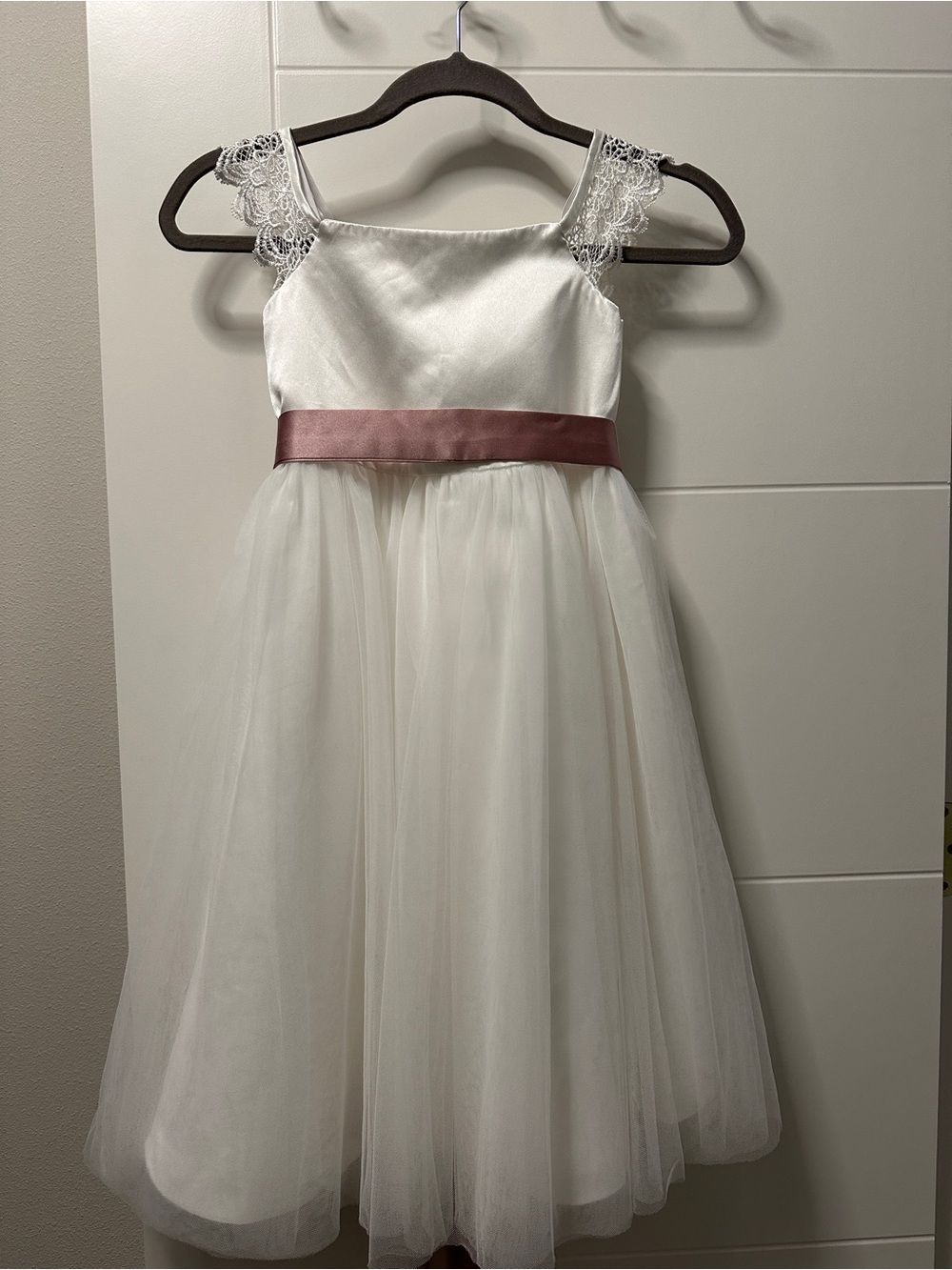 JJ’s House Flower Girl Dress - Ivory/Dusty Rose - UK size 7-8